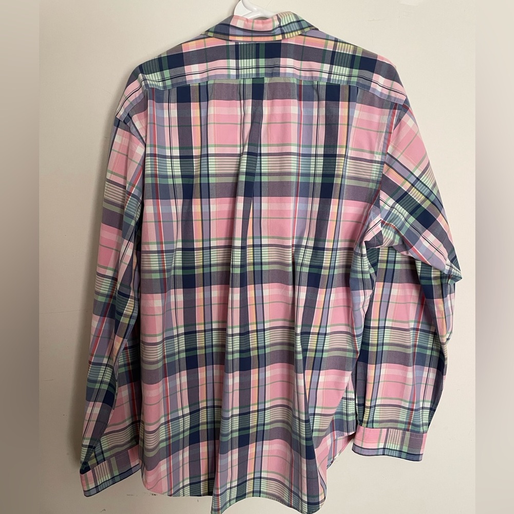 Polo by Ralph Lauren polo shirt men’s XL blue pink plaid classic fit pre owned